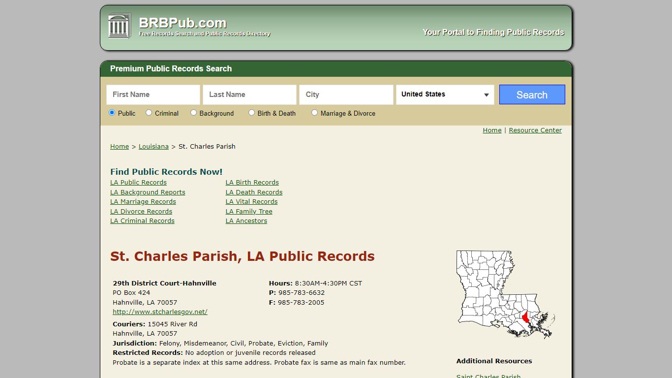 St. Charles Parish Public Records | Search Louisiana ...